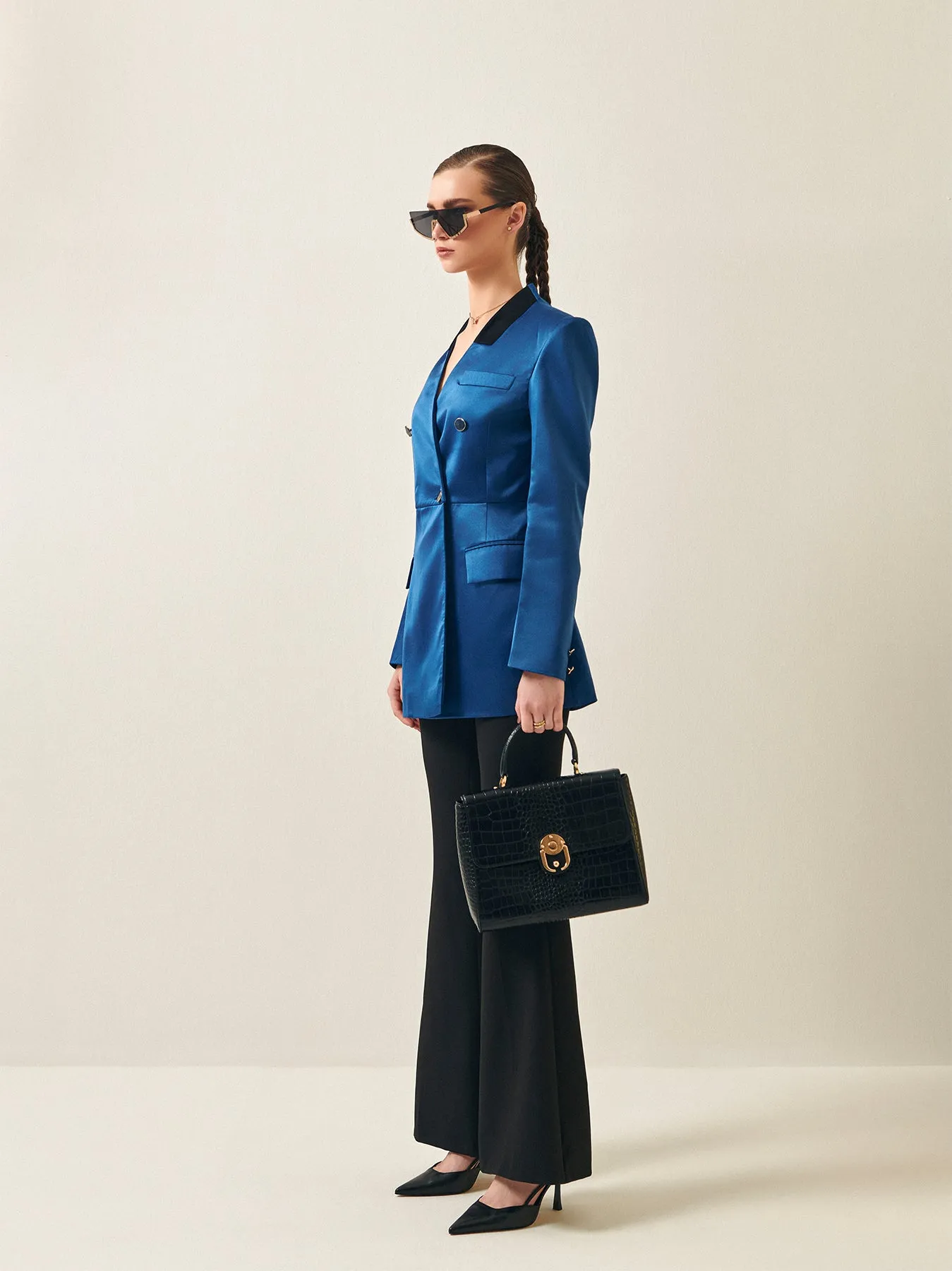 Ultramarine Blue Blazer with Contrast collar