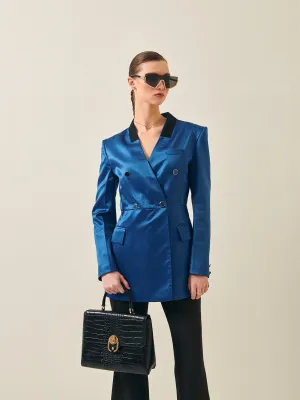 Ultramarine Blue Blazer with Contrast collar