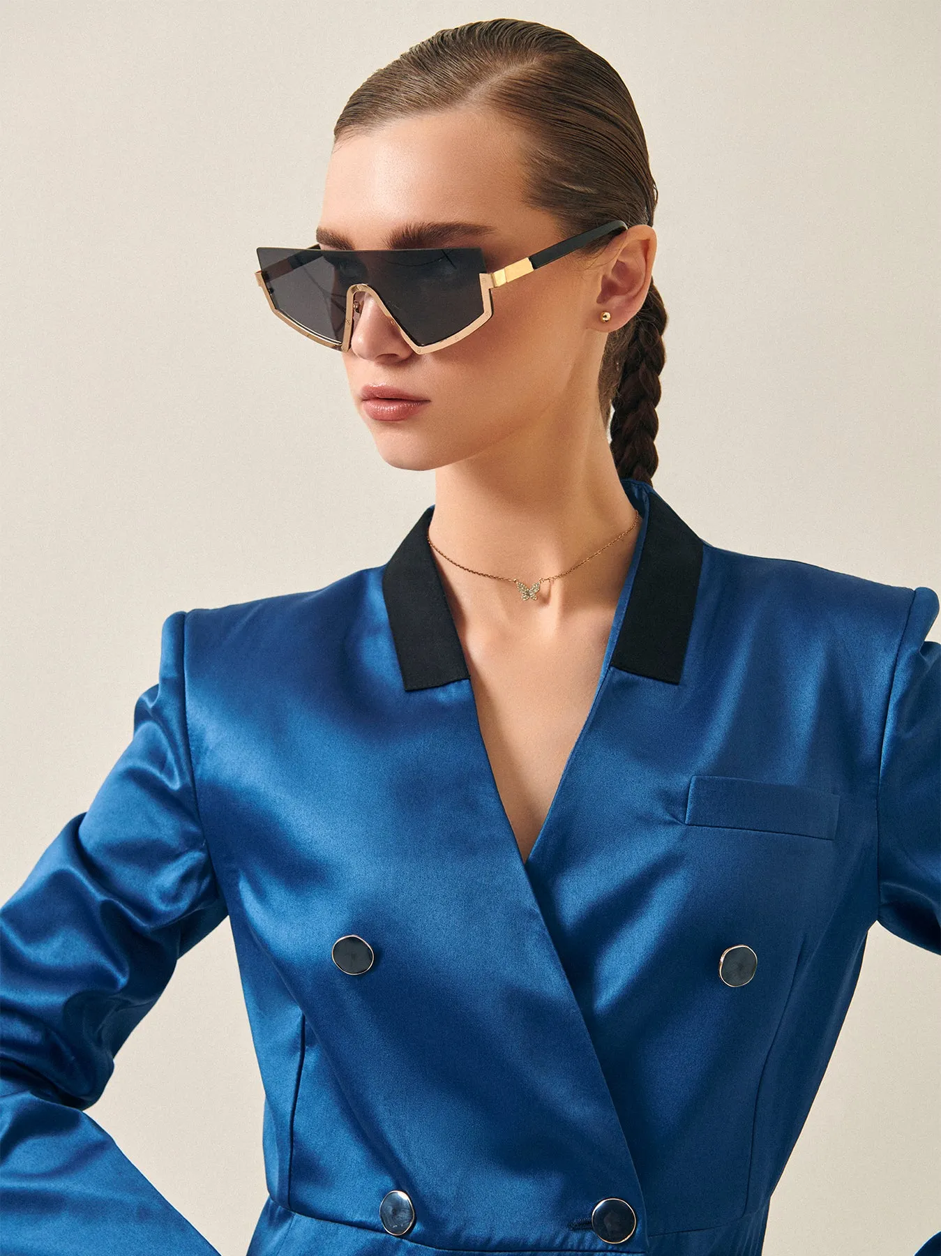 Ultramarine Blue Blazer with Contrast collar