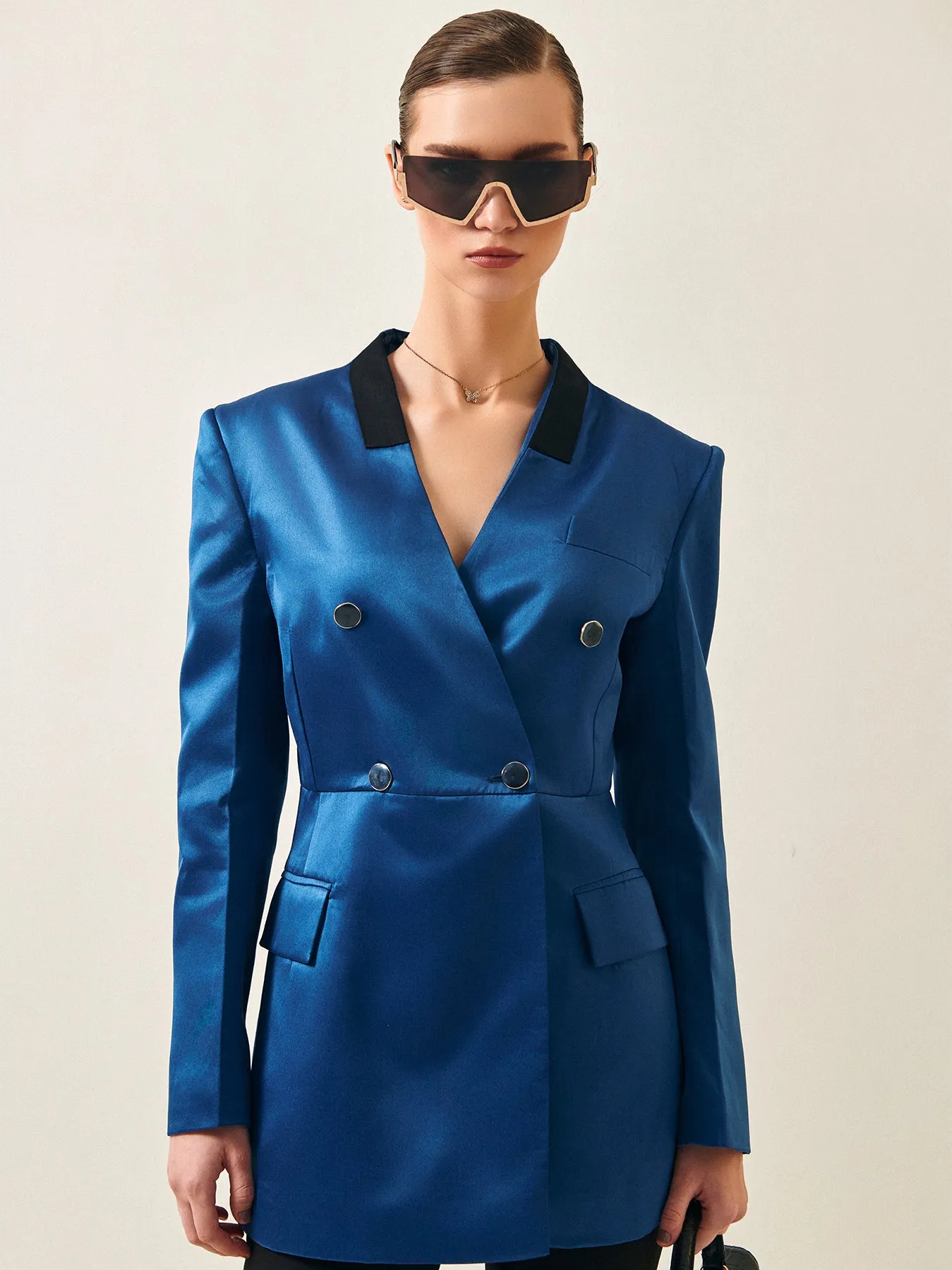 Ultramarine Blue Blazer with Contrast collar