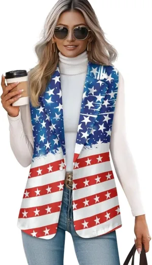 Vest for Women Trendy Loose Casual V Neck 1 Button Sleeveless Waistcoat Lightweight Vest Jacket Tank Tops S-5XL