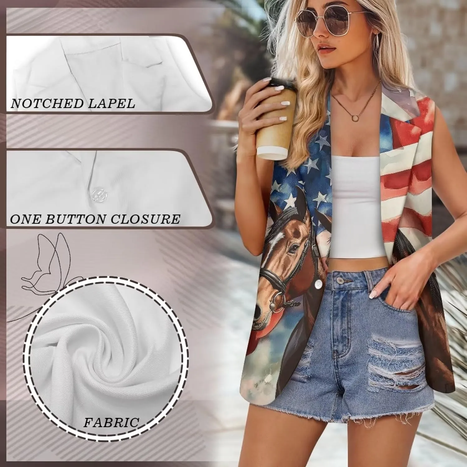 Vest for Women Trendy Loose Casual V Neck 1 Button Sleeveless Waistcoat Lightweight Vest Jacket Tank Tops S-5XL