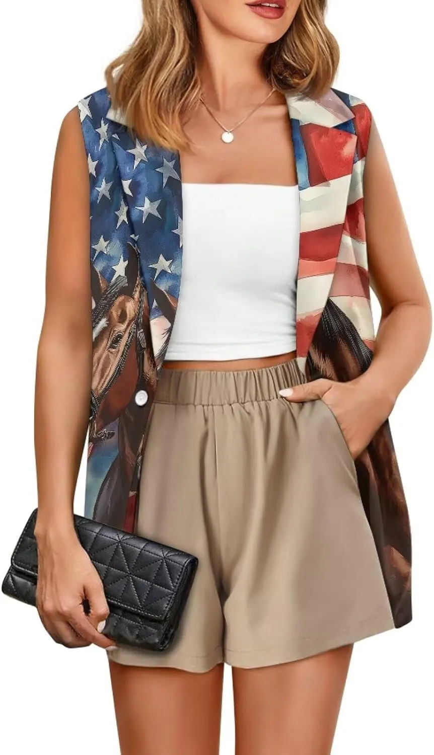 Vest for Women Trendy Loose Casual V Neck 1 Button Sleeveless Waistcoat Lightweight Vest Jacket Tank Tops S-5XL