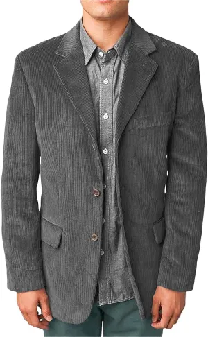 Wangyue Mens Corduroy Blazers Men Casual Blazer Jacket Vintage Slim Fit Three-Button Notch Lapel Suit Jacket Sport Coat