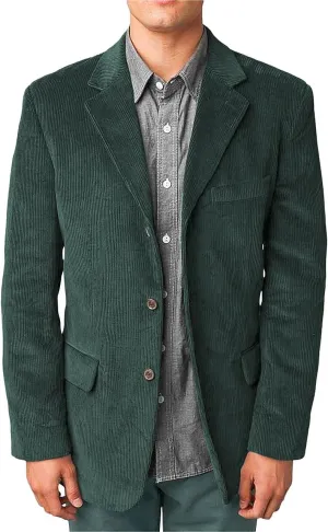 Wangyue Mens Corduroy Blazers Men Casual Blazer Jacket Vintage Slim Fit Three-Button Notch Lapel Suit Jacket Sport Coat