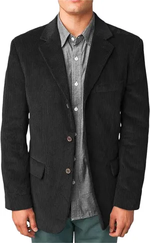 Wangyue Mens Corduroy Blazers Men Casual Blazer Jacket Vintage Slim Fit Three-Button Notch Lapel Suit Jacket Sport Coat
