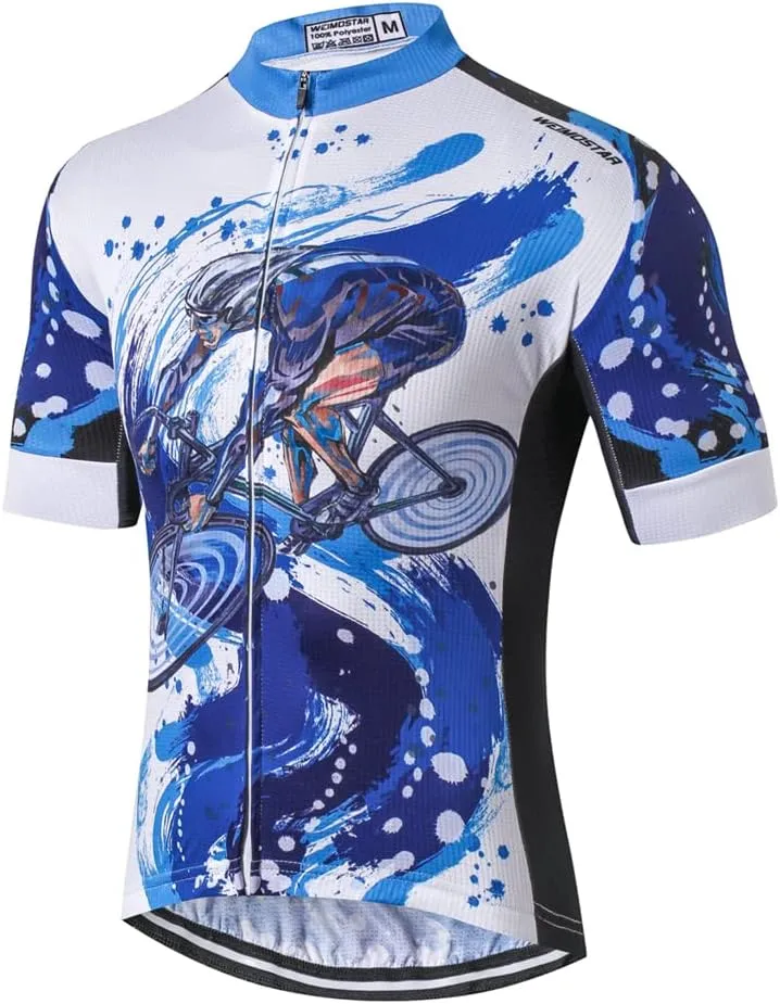 Weimostar Men's Cycling Jersey Men Mountain Bike Jerseys Short Sleeve Tops S-5XL