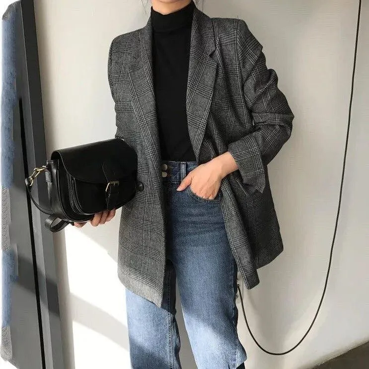 Women's Check Long Sleeve Cotton Jacket