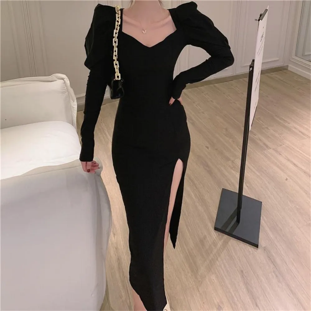 women's lantern sleeves ankle length gown autumn formal mididress ✈️ free.shipping