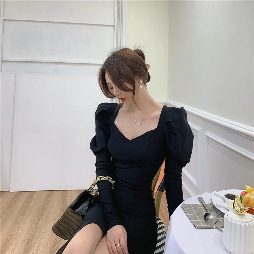 women's lantern sleeves ankle length gown autumn formal mididress ✈️ free.shipping