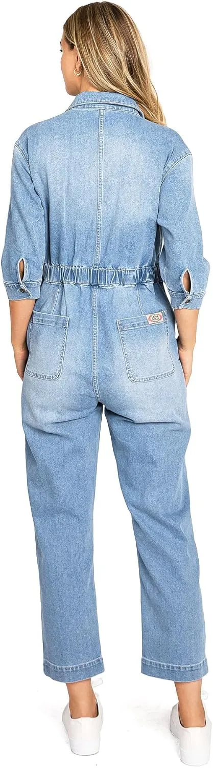 Womens Relaxed Aviator Utility Coverall Jumpsuit